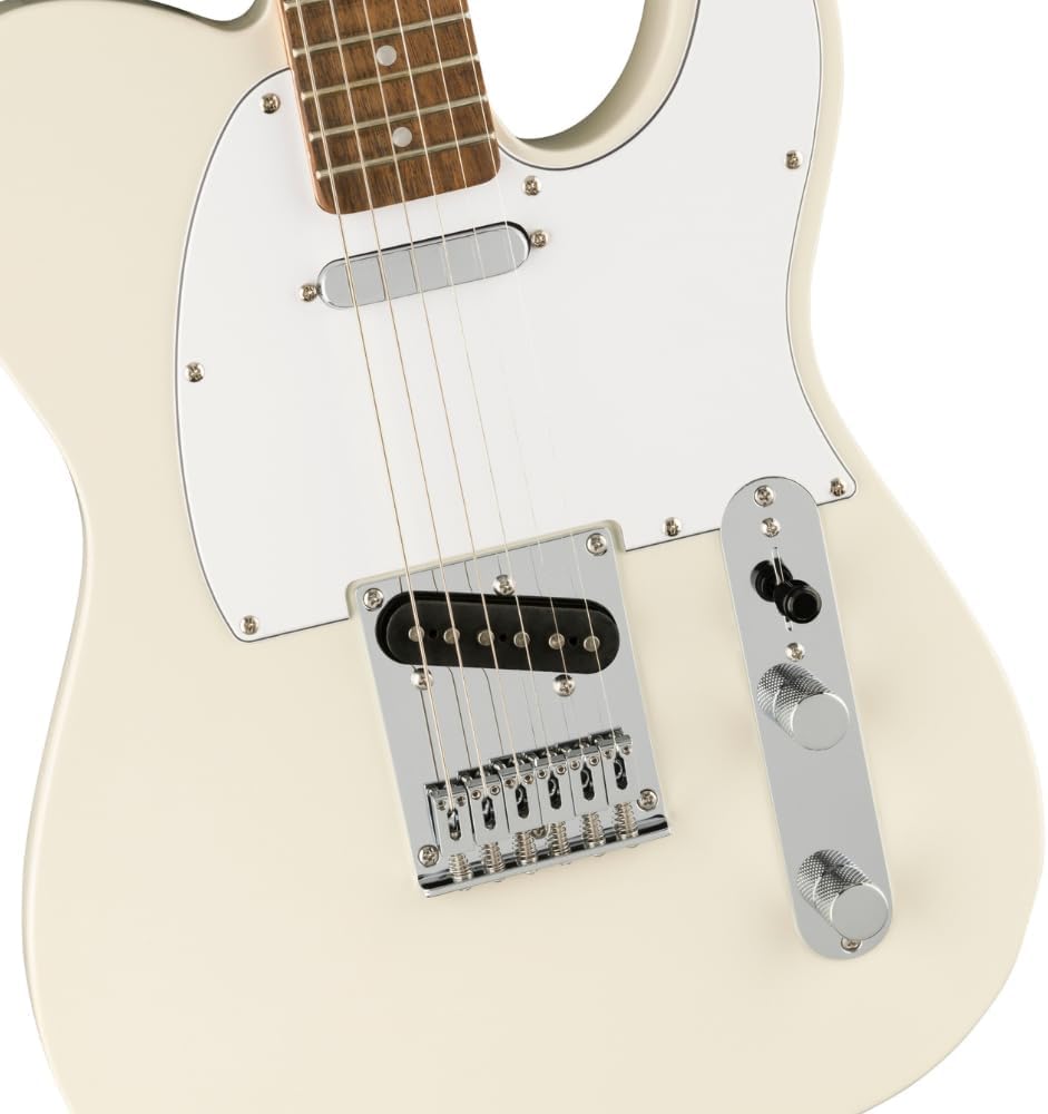 Fender Telecaster Guitar Squier Affinity Series Indian Laurel Fingerboard, Olympic White Bundle with 12x Fender Guitar Picks & Liquid Audio Instrument Polishing Cloth