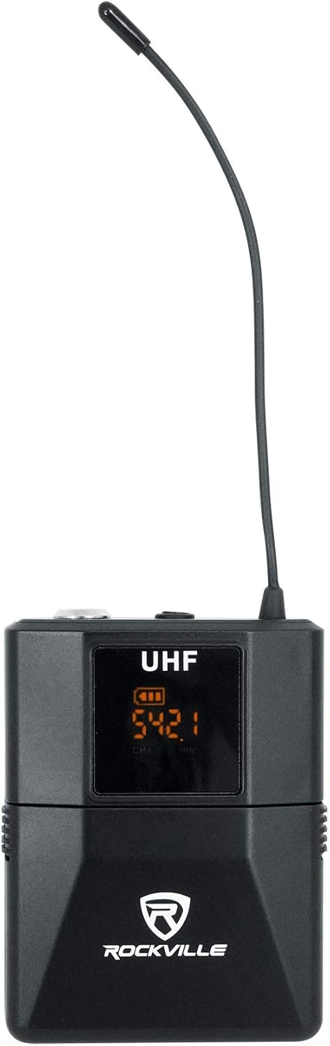 Rockville RWM-4Z Quad Wireless UHF Handheld/Headset Microphone System (4 Mics), 20 Adjustable Frequencies, LCD Display, Metal Build, for Karaoke and Live Events