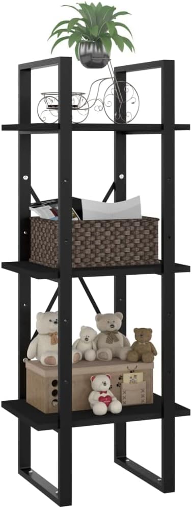 Black 3-Tier Bookcase 11.8