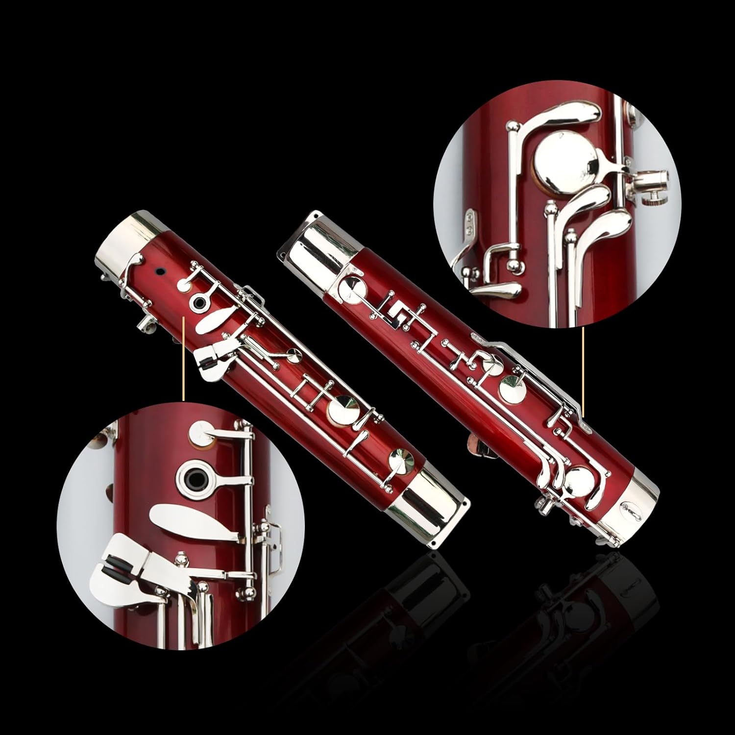 Yinfente Bassoon Maple Wooded Bassoon C Key 26 Keys Silver plated Woodwind Instrument with Case Accessories