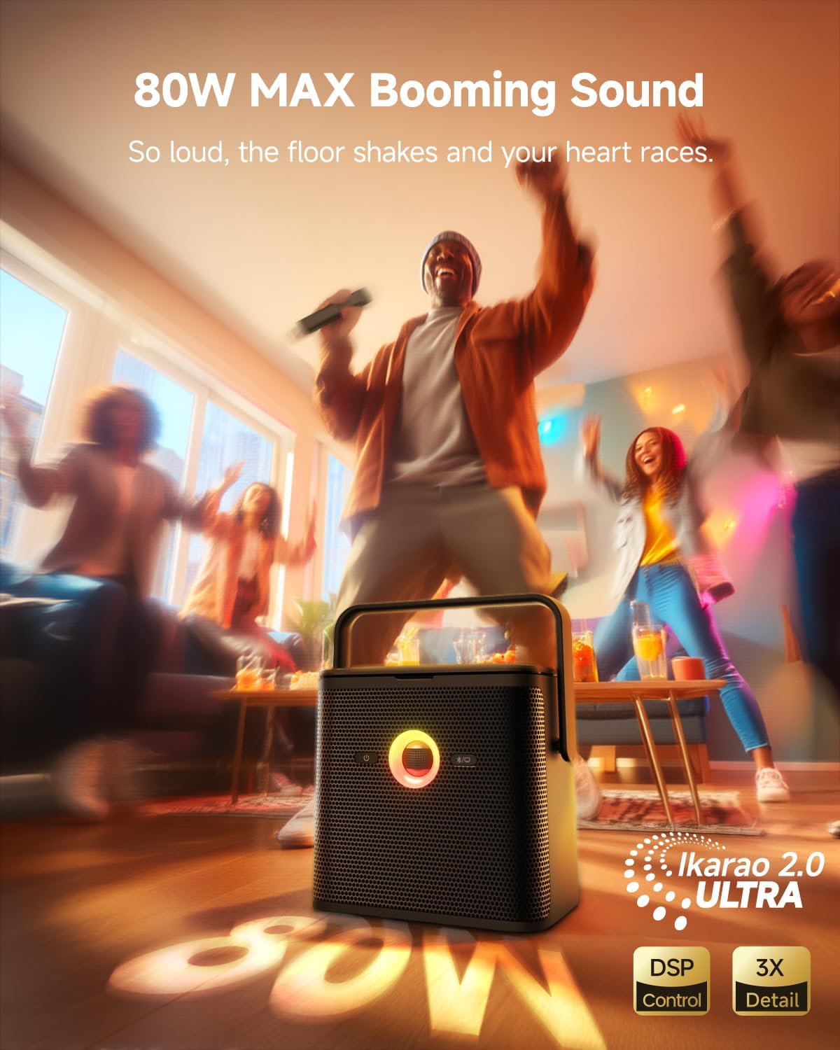 Ikarao Karaoke Machine for Adults, with Lyrics Display and Screen, Karaoke System for YouTube, 2 Wireless Microphones, Autotune & Echo, KaraFun Prime, Portable Karaoke Speaker for Home Outdoor Party