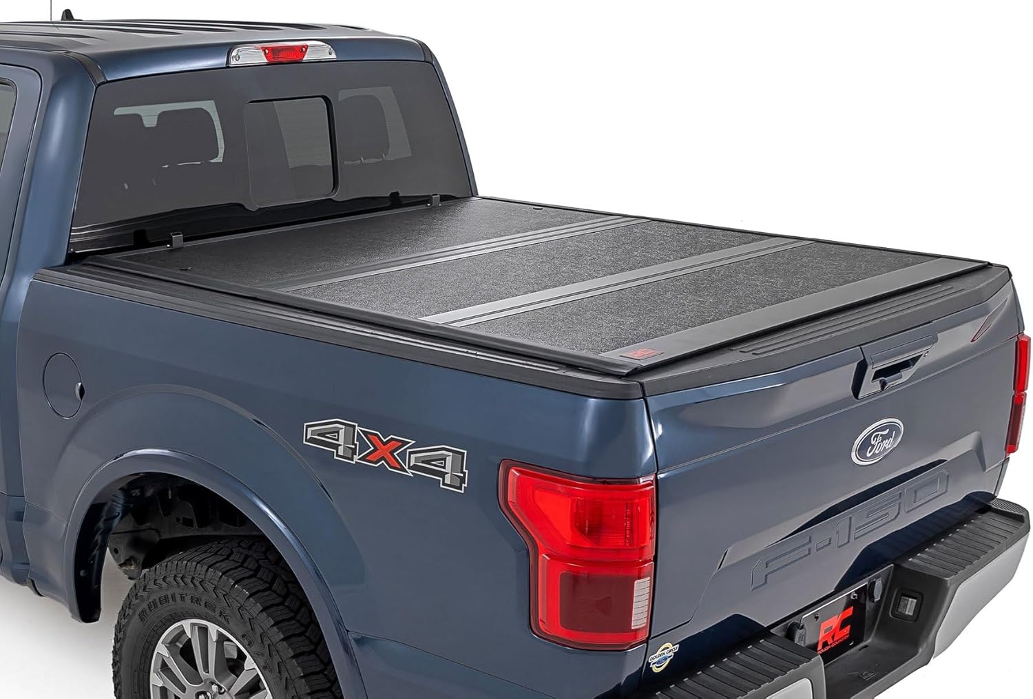Rough Country Hard Tri-Fold Tonneau Cover for Ford F-150 (2021-2025) & F-150 Lightning (2022-2025) - Low-Profile Aluminum Truck Bed Cover, Fits 5'7 Bed (67.1