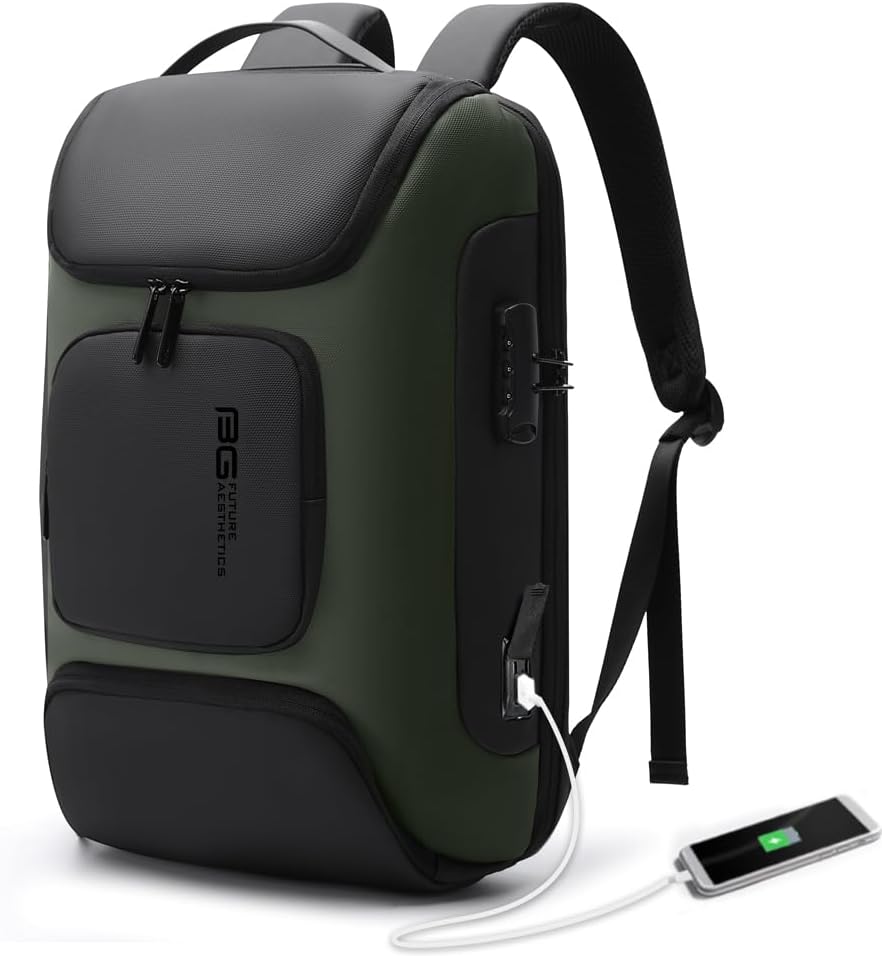 BANGE Business Backpack with USB Charging Port, Anti Theft Laptop Backpacks Fit for 15.6 INCH,Men Travel Backpack with Water Bottle Holder for Men and Women