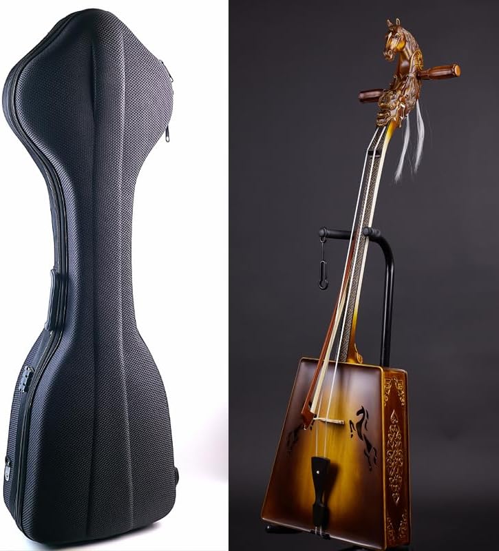 Professional Mongolian 2-string Horse Head Fiddle Horse Head string instrument Morin khuur Matouqin Huur Chaoer, Mongolian cello with bow. Padded Hard Case. #2992