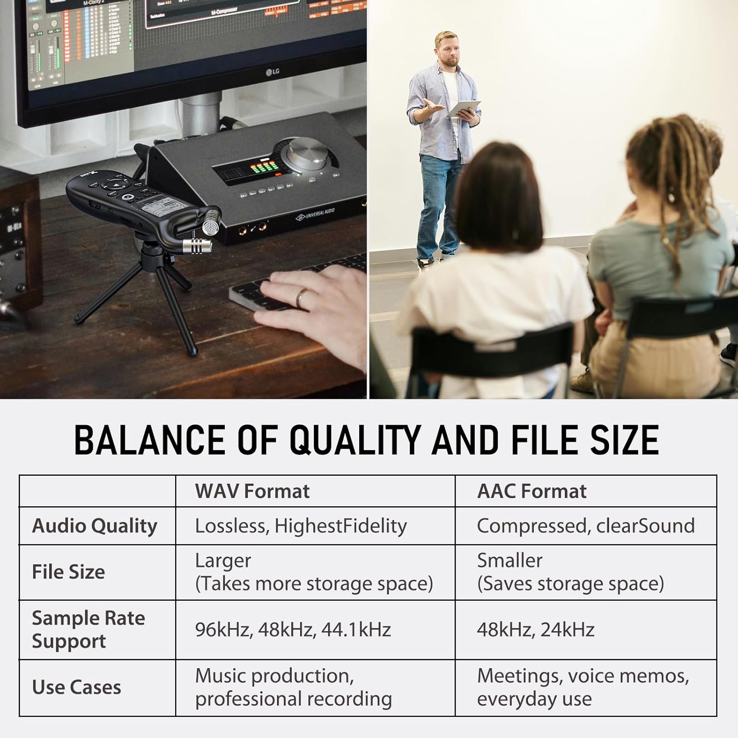Xvive XV1-R Portable Stereo Audio Recorder with 32-Bit Float, X/Y Microphones, WAV/AAC Format, USB Microphone, Auto Record, for Musicians, Podcasters, Filmmakers