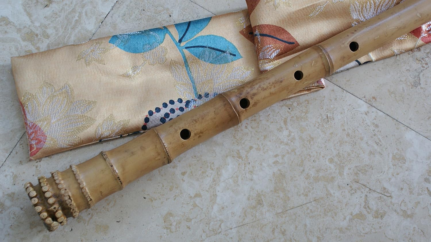 2.3 Pentatonic Shakuhachi with Root End 5 Holes Kinko Wudaguji inlet with buffalo horn flake- Traditional Zen Instrument