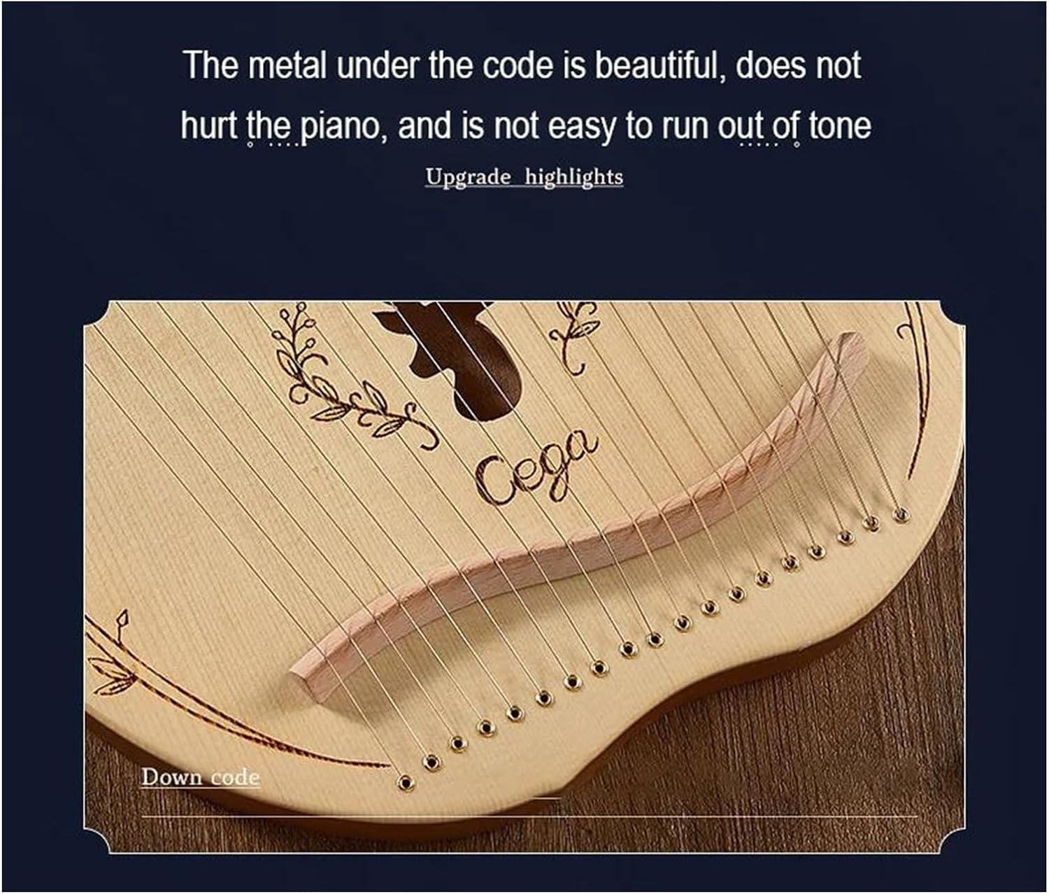 Lyre Harp Set 16/19/21/24 Strings Harp Wooden Mahogany Musical Instrument Lyre Harp With Tuning Wrench Spare Strings(21 Wood 2)