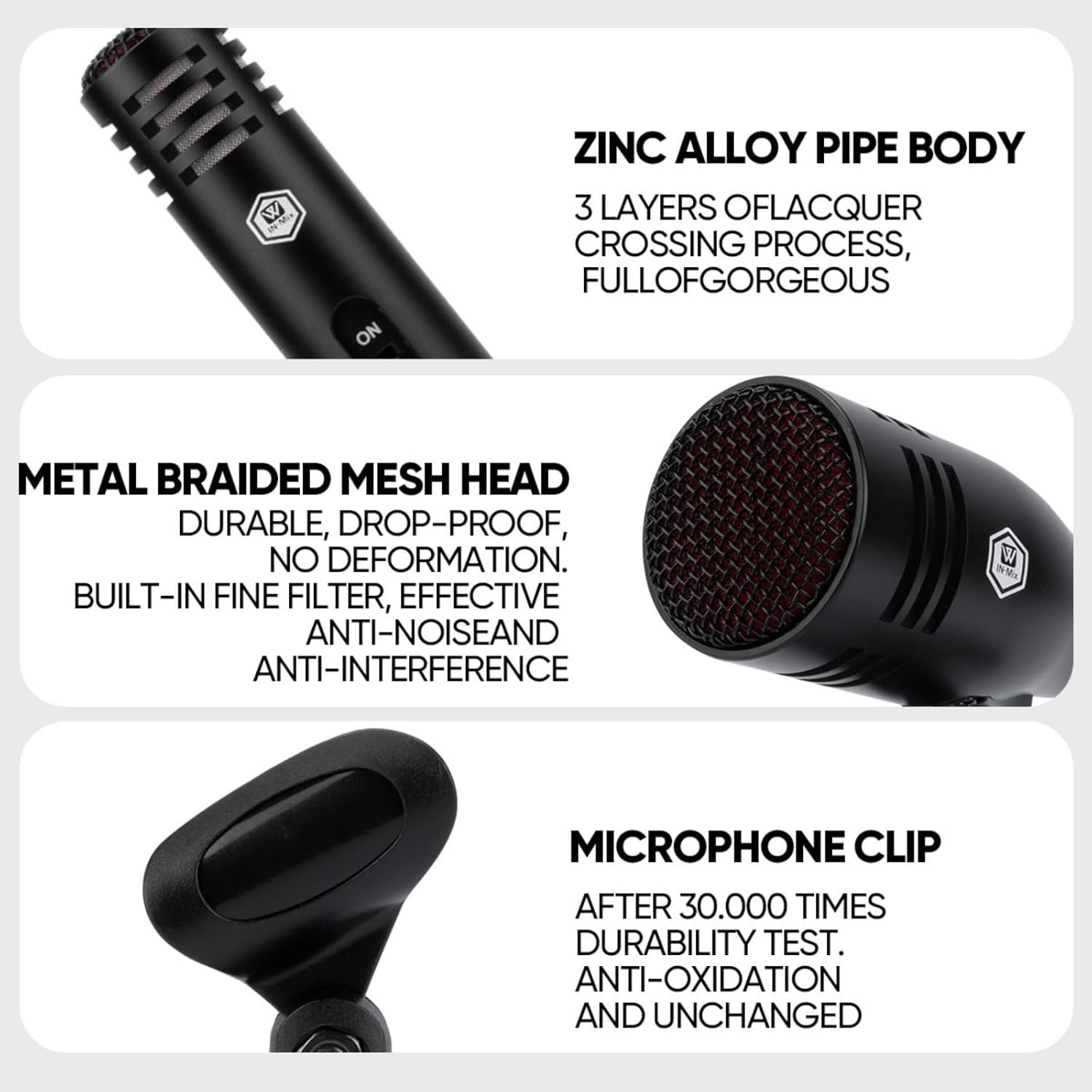 W IN-MIX 7 Piece Wired Dynamic Drum Mic Kit (Whole Metal)- Kick Bass, Tom/Snare & Cymbals Microphone Use for Drums, Vocal, Other Instrument Complete with Thread Clip, Mics Holder