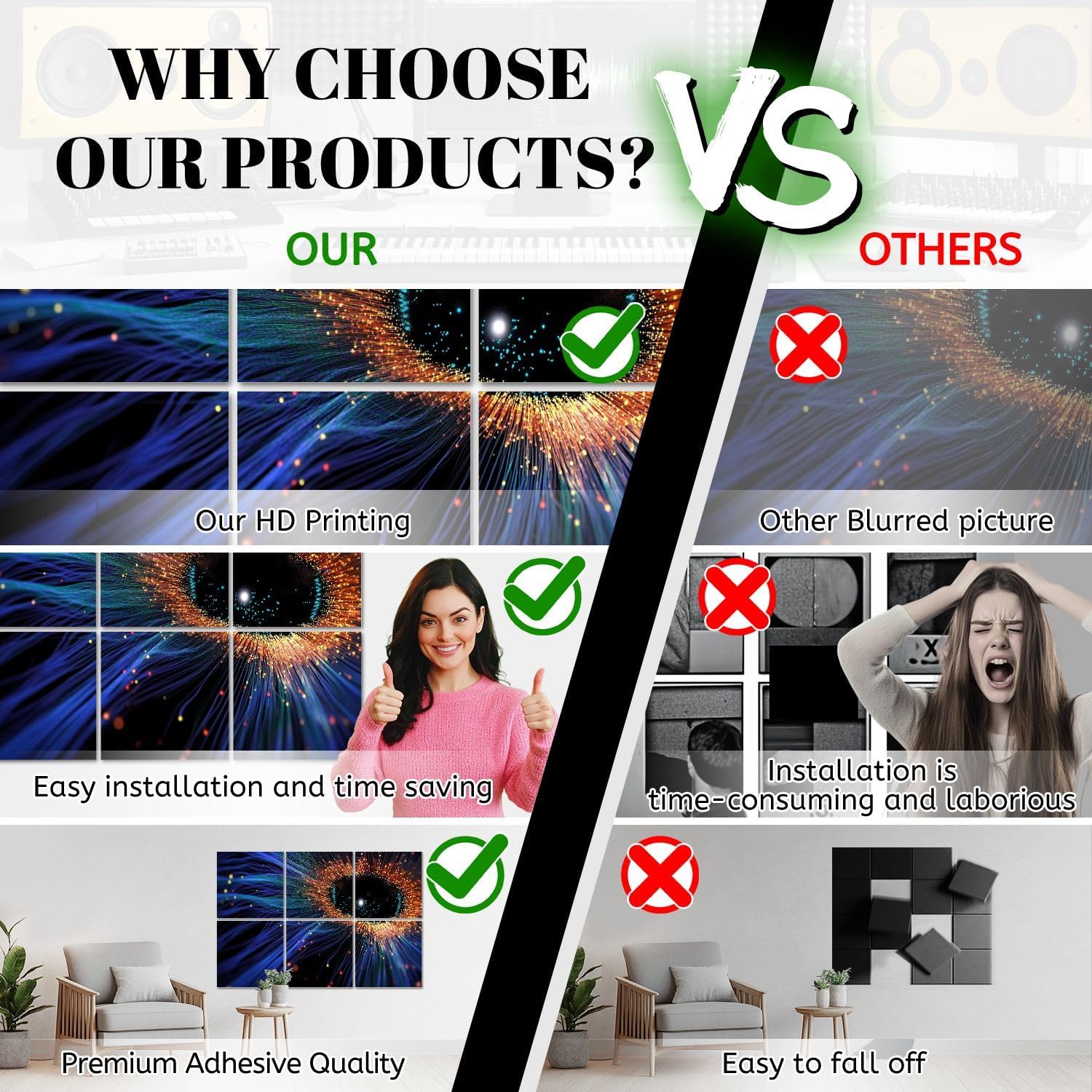 6 Pack Art Acoustic Panels Big data technology Abstract Soundproof Wall Panels, 48