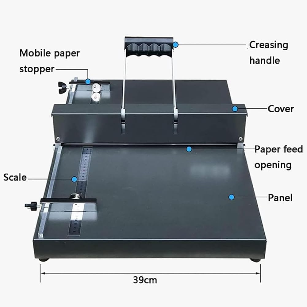350Mm Manual Creasing Machine, A3/A4 Scoring Paper Creasing Machine with Positioning Ruler & Non-Slip Base, Desktop Heavy Duty Metal Paper Creaser for Paper Card Book SCO