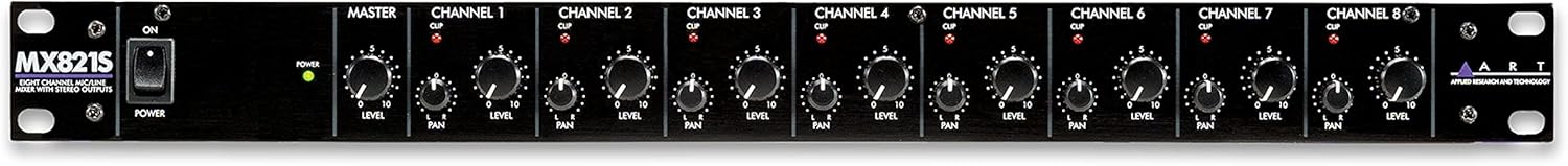 ART MX821S Eight Channel Mic/Line Mixer with Stereo Outputs, MultiColored