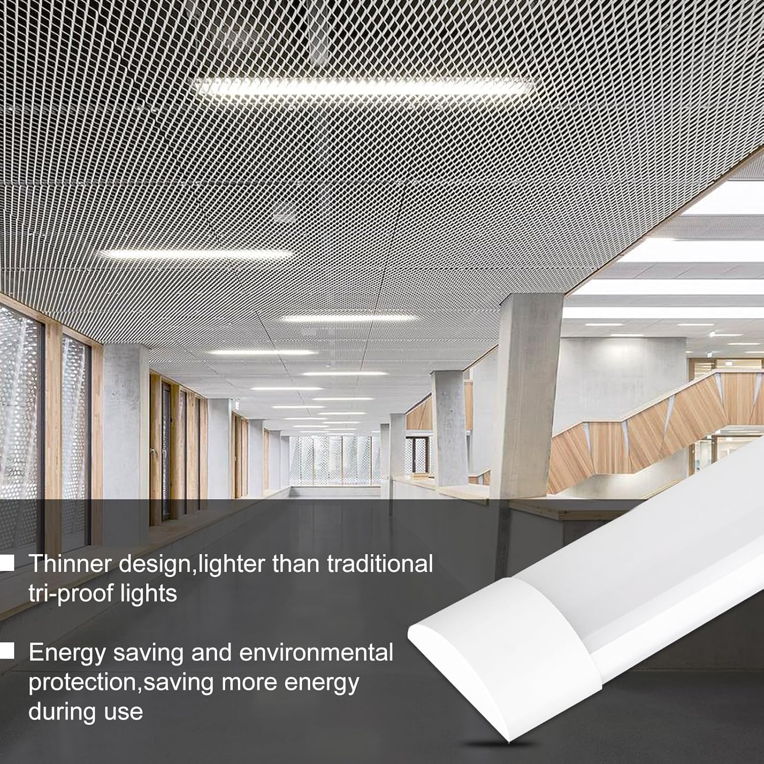KILIPOL 4FT LED Batten Light, Ceiling Surface Mounted Slim LED Tube Lights, 40W 4000K Neutral White for Office, Shop, Garage, Home, 8 Packs