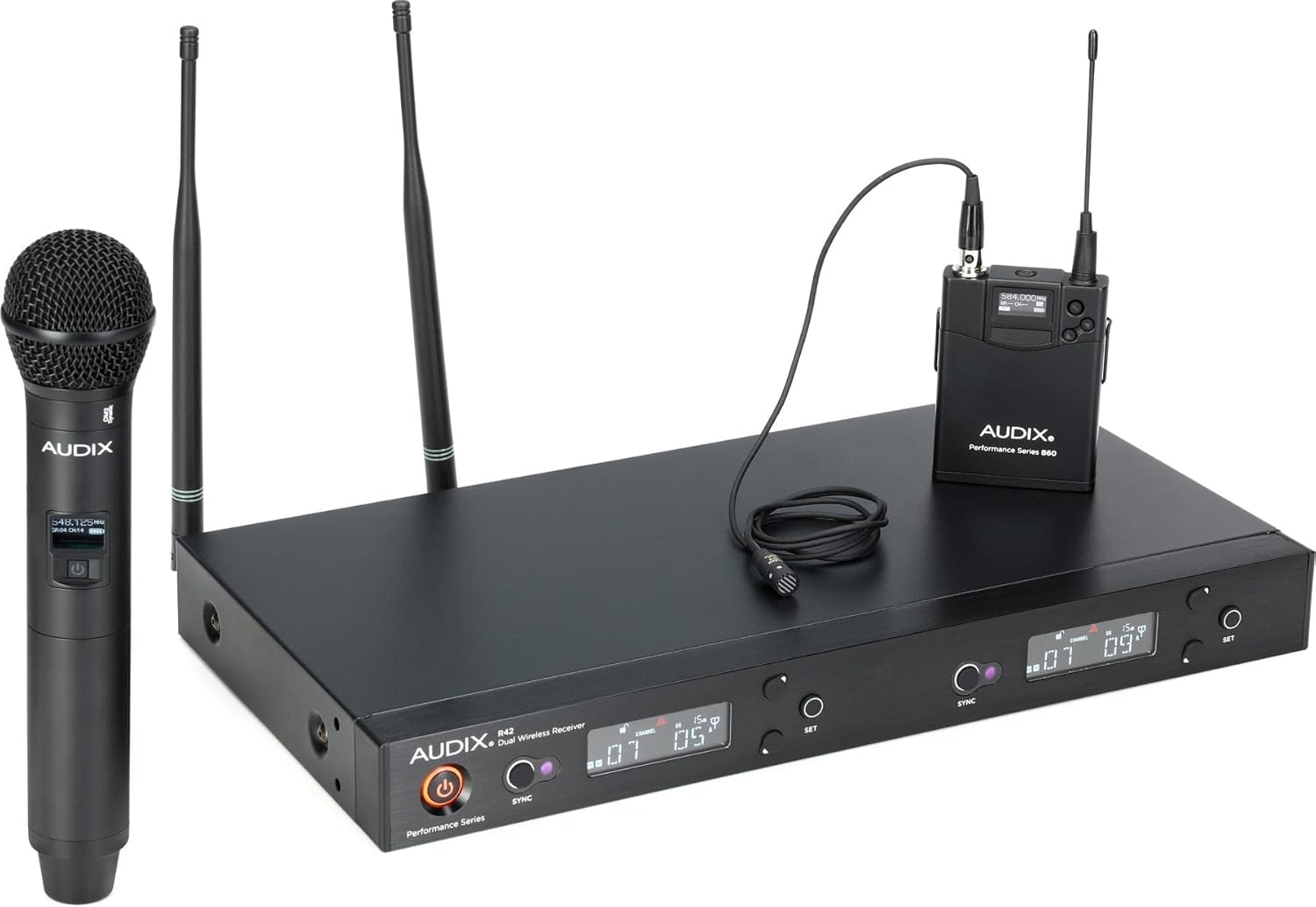 AUDIX AP42 C210 Wireless Combo Handheld and Lavalier Microphone System for Video Productions, Theatrical Productions, and Public Speaking