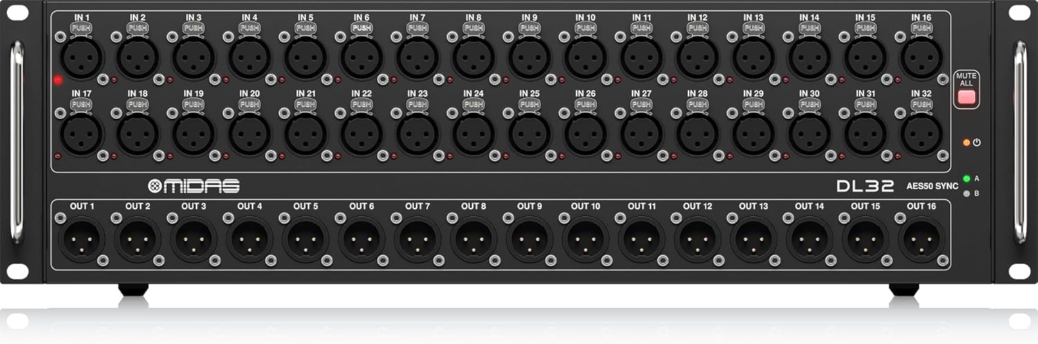Midas DL32 32 Input, 16 Output Stage Box with 32 Midas Microphone Preamplifiers, ULTRANET and ADAT Interfaces