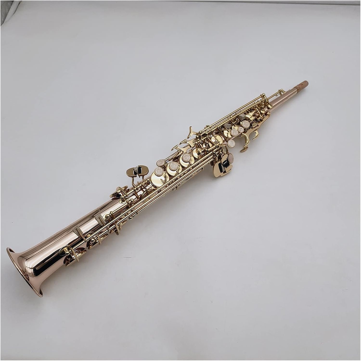 Soprano Saxophone B Flat Phosphor Bronze Copper Musical Instruments Professional with Case Mouthpiece Student Saxophone (Color : Light Grey)