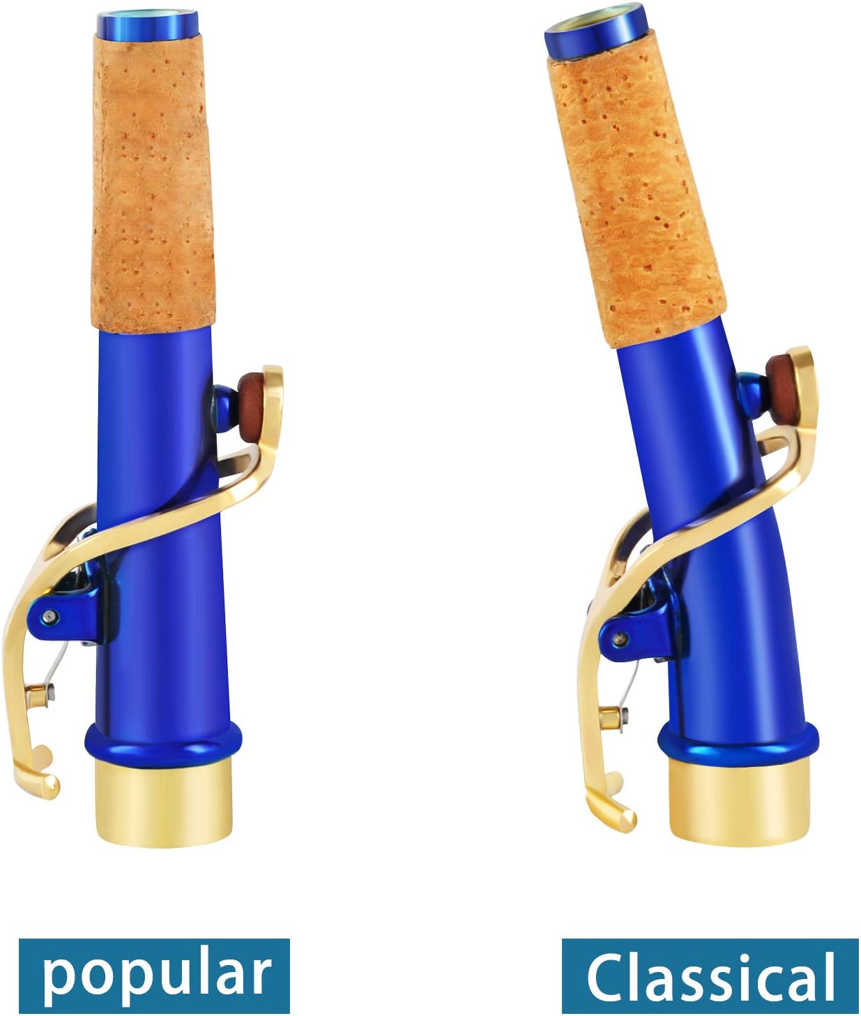 EASTROCK Bb Soprano Saxophone Straight Blue Sax Instruments for Beginners Intermediate Players with Carrying Case,Mouthpiece,Pads,Reed,Cleaning kit,Neck Strap,White Gloves