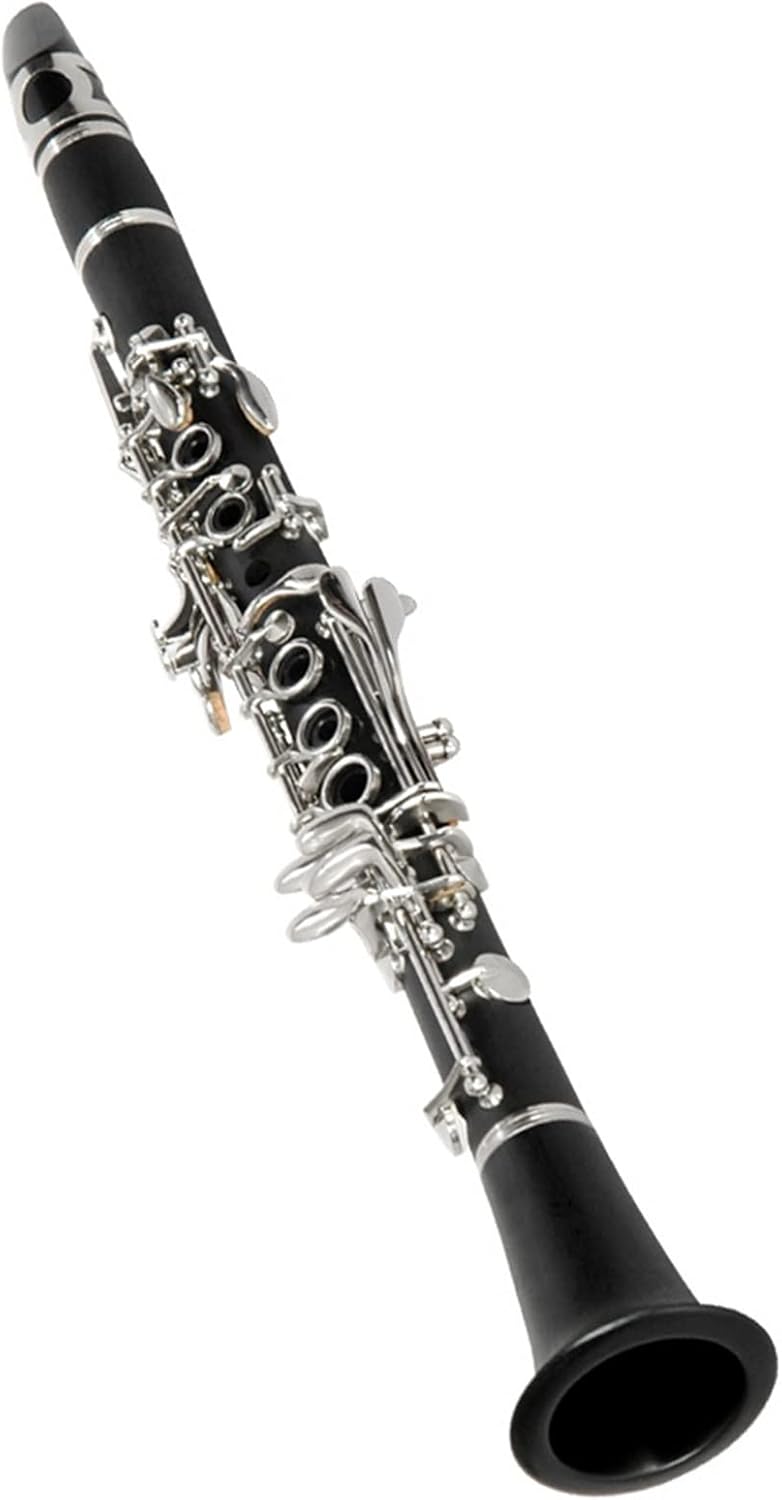 TSTS Hard Bakelite Saxophone E-Flat 17 Keys Clarinet Copper Nickel Plated Clarinet Wind Instrument for Beginners Clarinet for Beginner
