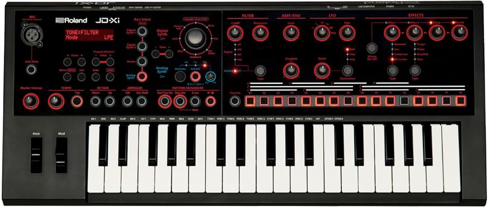 Roland JD-XI 37-Key Interactive Analog/Digital Crossover Synthesizer, Black