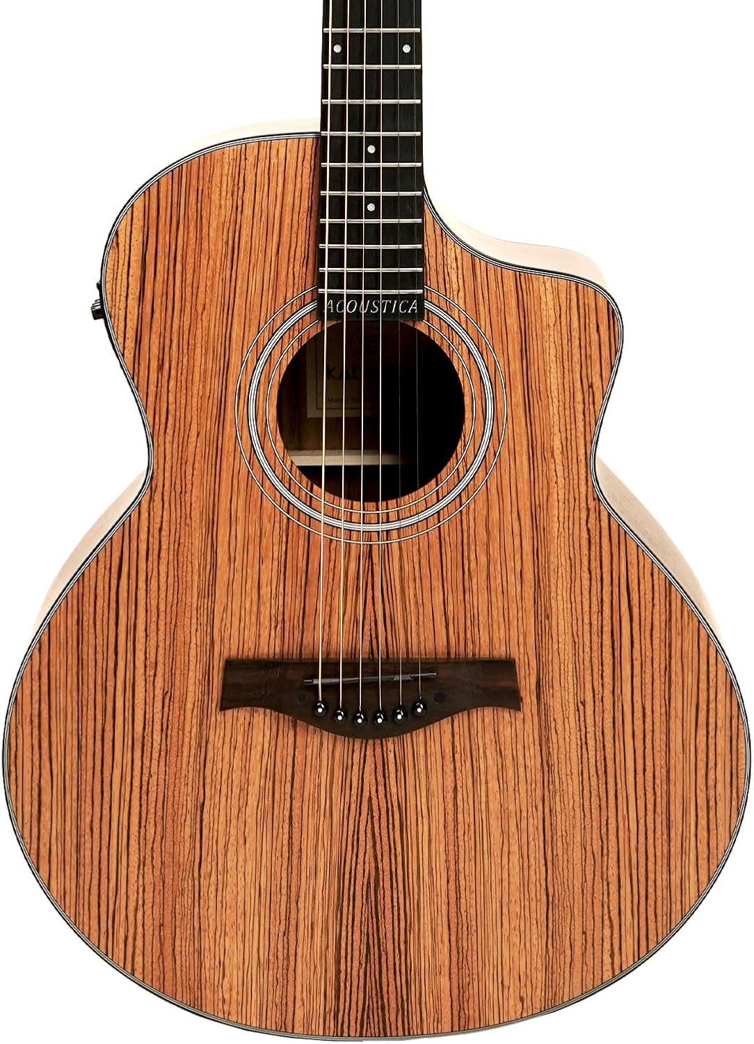 Kadence Electric Acoustic Guitar A05EQN (Zebra Wood) - Semi Acoustic Guitar,Inbuilt Tuner, Capo, Strings, Picks, Strap, Cable and Padded bag - Electro Guitars for Beginners & Professionals