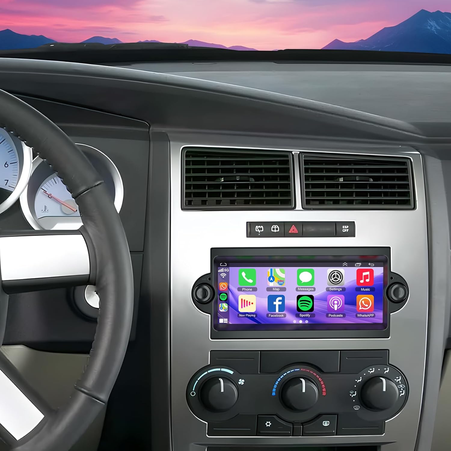 8 Core 4G+ 128G Android Radio for Dodge Ram 1500/2500/3500 2006-2008, Upgrade Stereo for Chrysler 300C 2005-2007 with Wireless CarPlay Android Auto, 1280 * 720 IPS Touch Screen WiFi BT5.2 SWC Camera