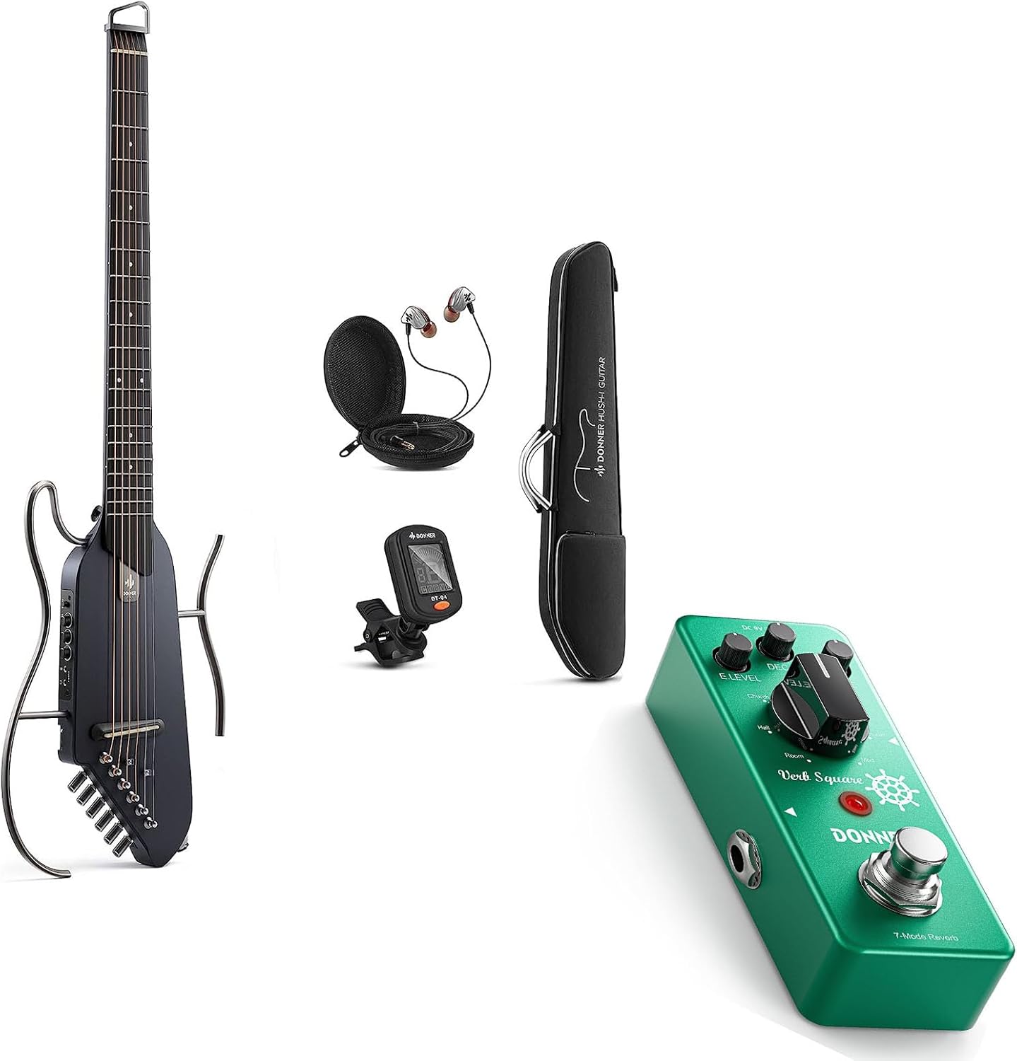 Donner Hush I Travel Guitar Portable Acoustic Guitar-Reverb Guitar Pedal