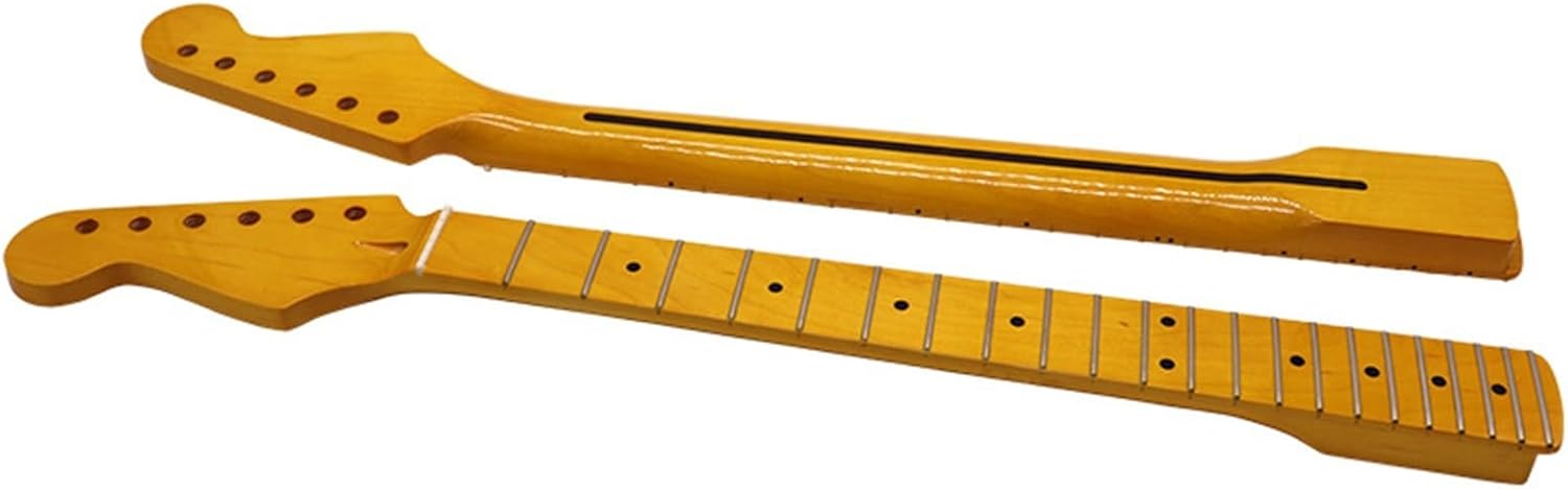 Replacement Guitar Neck 6-string 22-fret Left-handed Neck Canadian Maple Slightly Yellow Gloss Guitar Handle DIY Modified Electric Guitar Handle