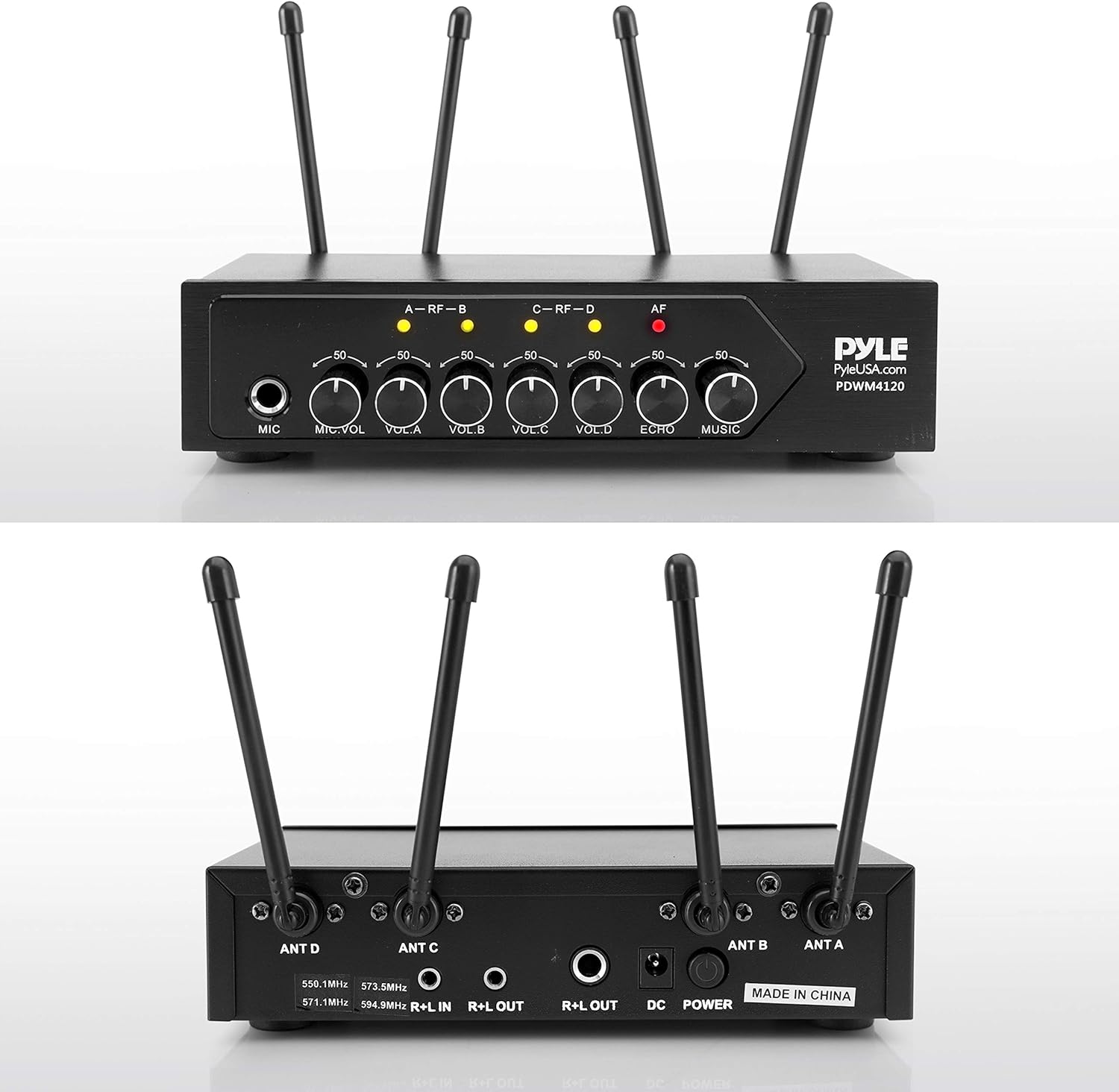 Pyle Wireless Microphones, Professional UHF Dual Microphones for Karaoke, Wireless Dynamic Microphone System Set with Rechargeable Receiver,Plug and Play, Speech, Wedding, Church, PA System