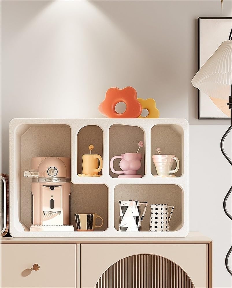 White Floating Shelves with Storage, Wood Desk Shelf Organizer for Storage, Wall Shelves for Living Room Bedroom, Bedside Shelf Wall Mount(Square)