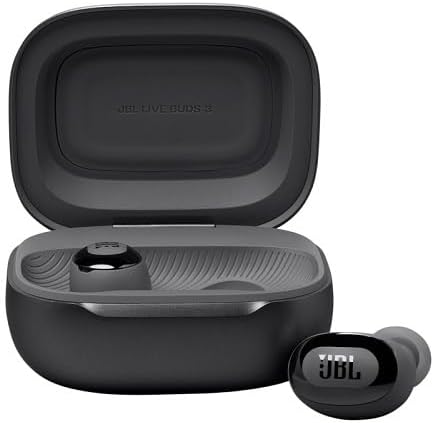 JBL Live Buds 3 - True Wireless Noise-Cancelling Bud-Type Earbuds, 40Hrs Total Playback, Wireless Charging, 6 Mics for Perfect Calls, Multi-Point Connection, IP55 Waterproof and dustproof (Black)