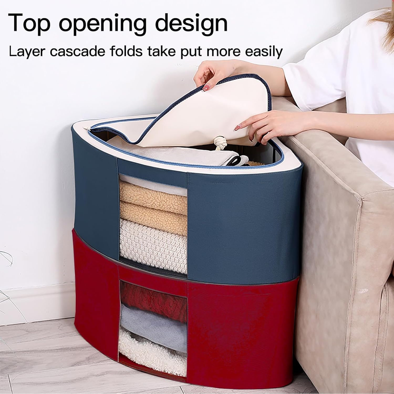 2PCS Corner Baskets Triangle Storage, Fan Shaped Storage Box with Lid and Handle, Foldable Storage Bins, Waterproof Oxford Cube Boxes, Large Capacity Storage Container for Bedroom Office(Dark gray-L)