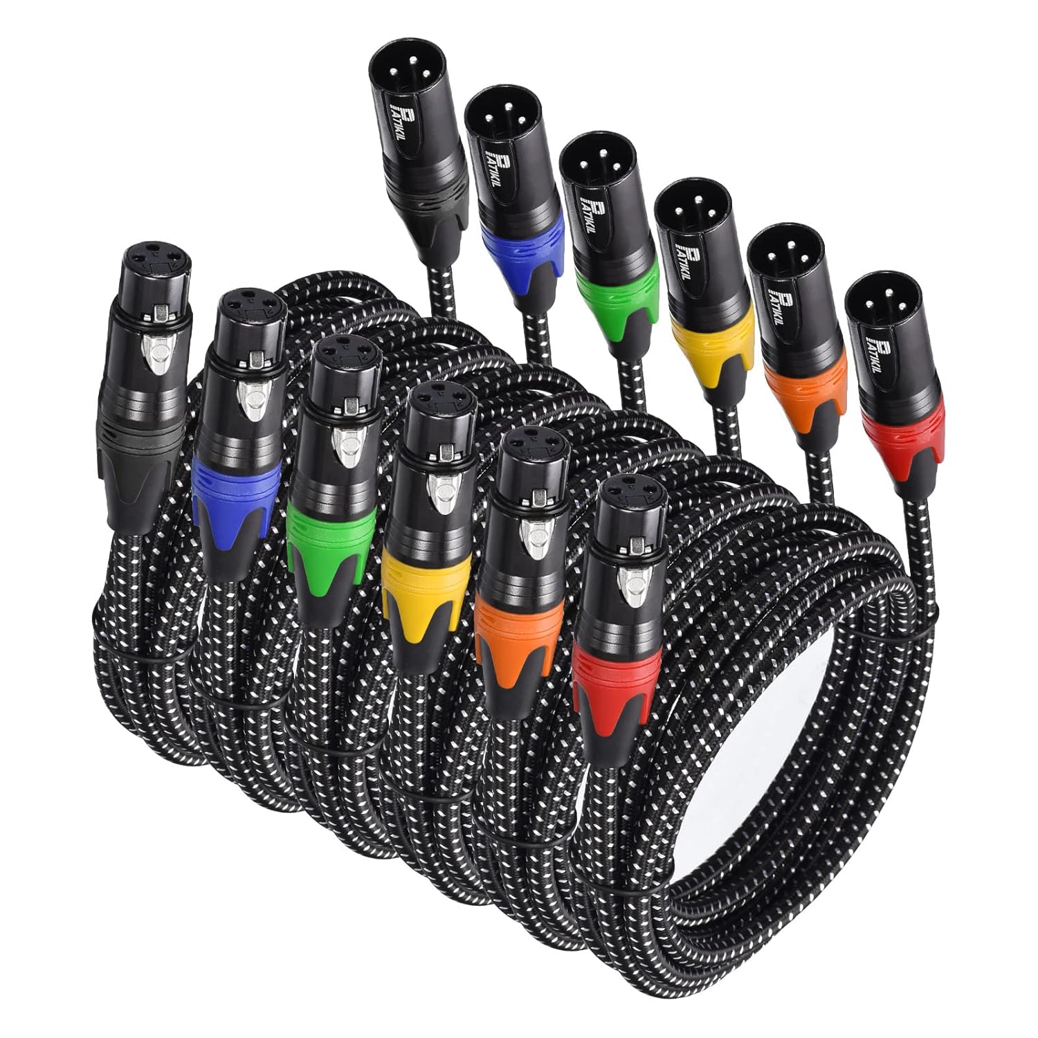 PATIKIL XLR Cables, 35ft 21AWG Microphone Cables Nylon Braided XLR Speaker Patch Cables 3-Pin Male to Female Cords for Mic Mixer Pack of 6