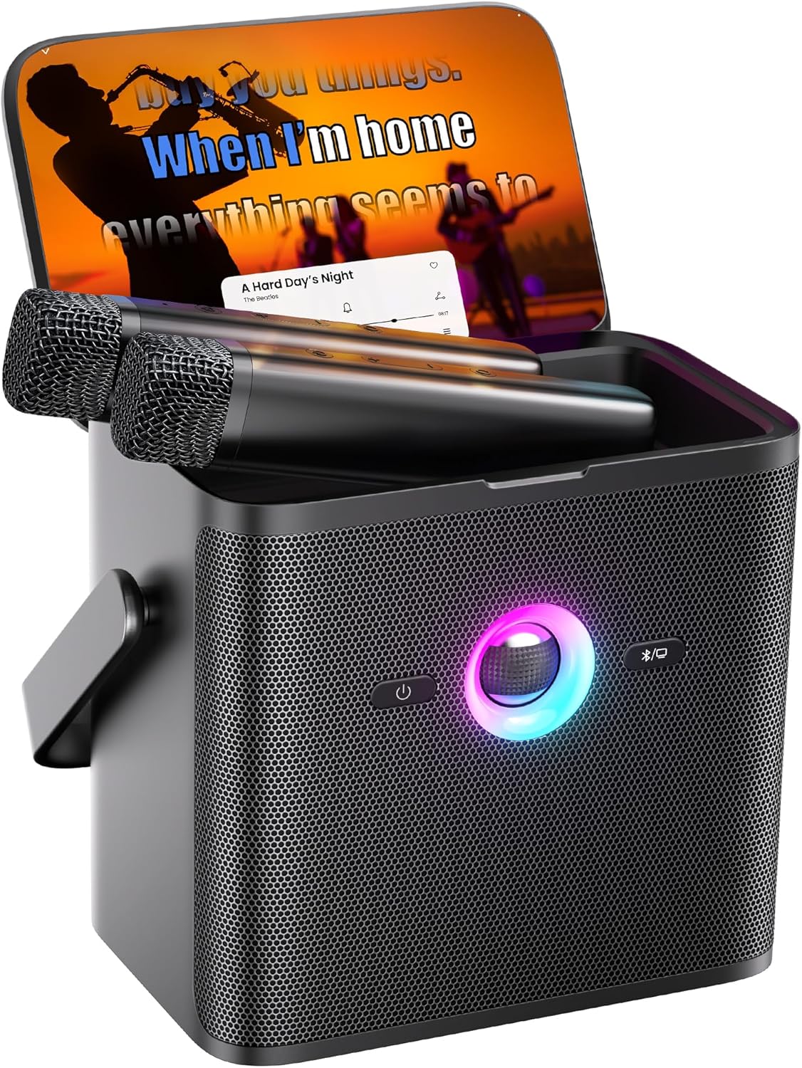 Ikarao Karaoke Machine for Adults, with Lyrics Display and Screen, Karaoke System for YouTube, 2 Wireless Microphones, Autotune & Echo, KaraFun Prime, Portable Karaoke Speaker for Home Outdoor Party