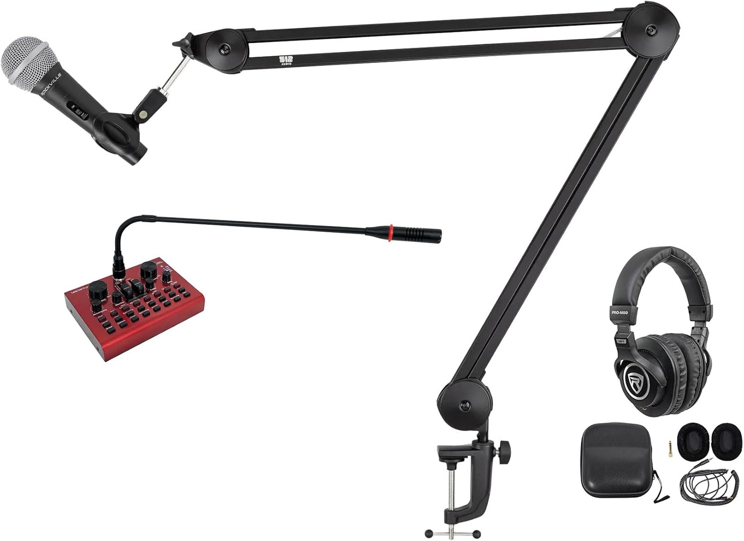 Audiosavings Bundle: (1) Vocopro Steamer-Desktop USB Audio Interface Bundle With (1) RV RMC-XLR Metal Handheld Wired Microphone & (1) RV PRO-M50 Studio Headphones w/Detachable Coil Cable (Items 3)