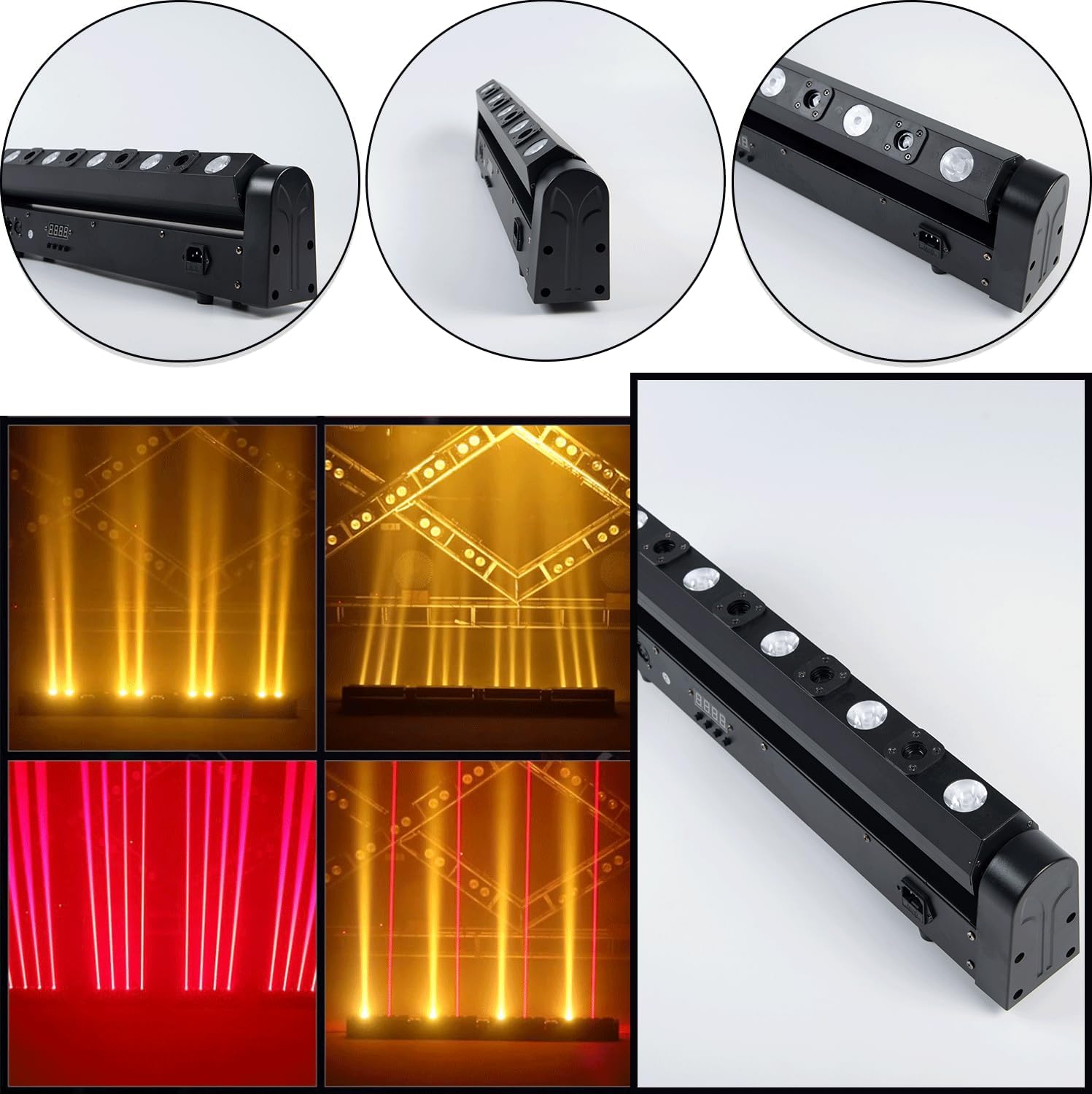 Moving Head Stage Wash Light Bar Party RGBW LED Beam Lights DMX 512 Strobe Light Rotation Stage Lighting Equipment for Events DJ KTV Disco Wedding Concert Festival (2pcs-5+4 Mixed bar Light)