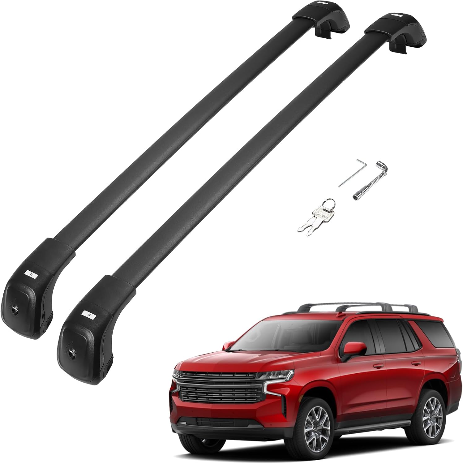 JOYTUTUS Lockable Roof Rack Compatible with Chevy Suburban, Tahoe, GMC Yukon & Yukon XL, Cadillac Escalade ESV 2021-2025, Anti-Theft 330LBS Aluminum Car Crossbars Crossbar for Rooftop Cargo Carrier