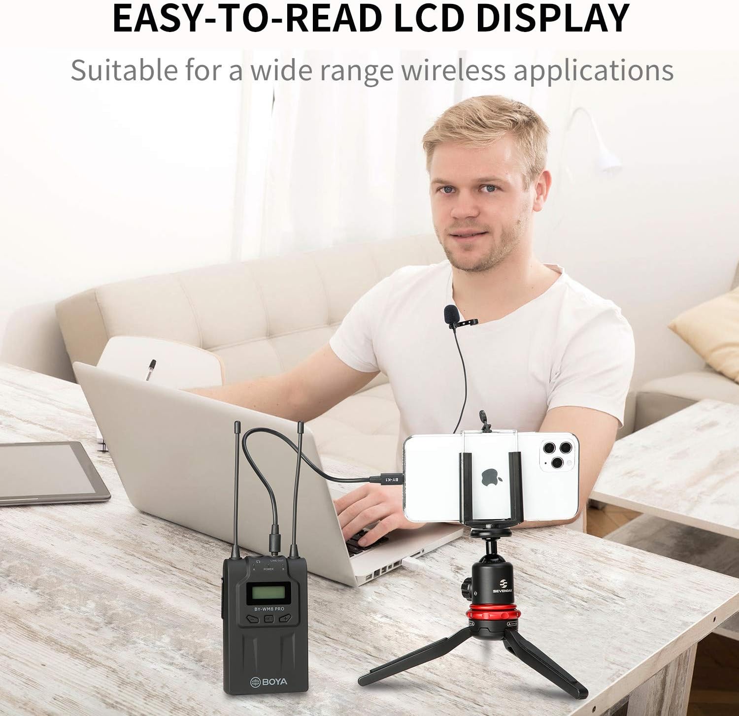 BOYA Dual Wireless Lavalier Microphone Smartphone, Dual-Channel System 2 Transmitter & 1 Receiver for DSLR Camera Recorder iPhone 11 X 8 7 6 Samsung YouTube Street Interview Facebook Livesteam Vblog