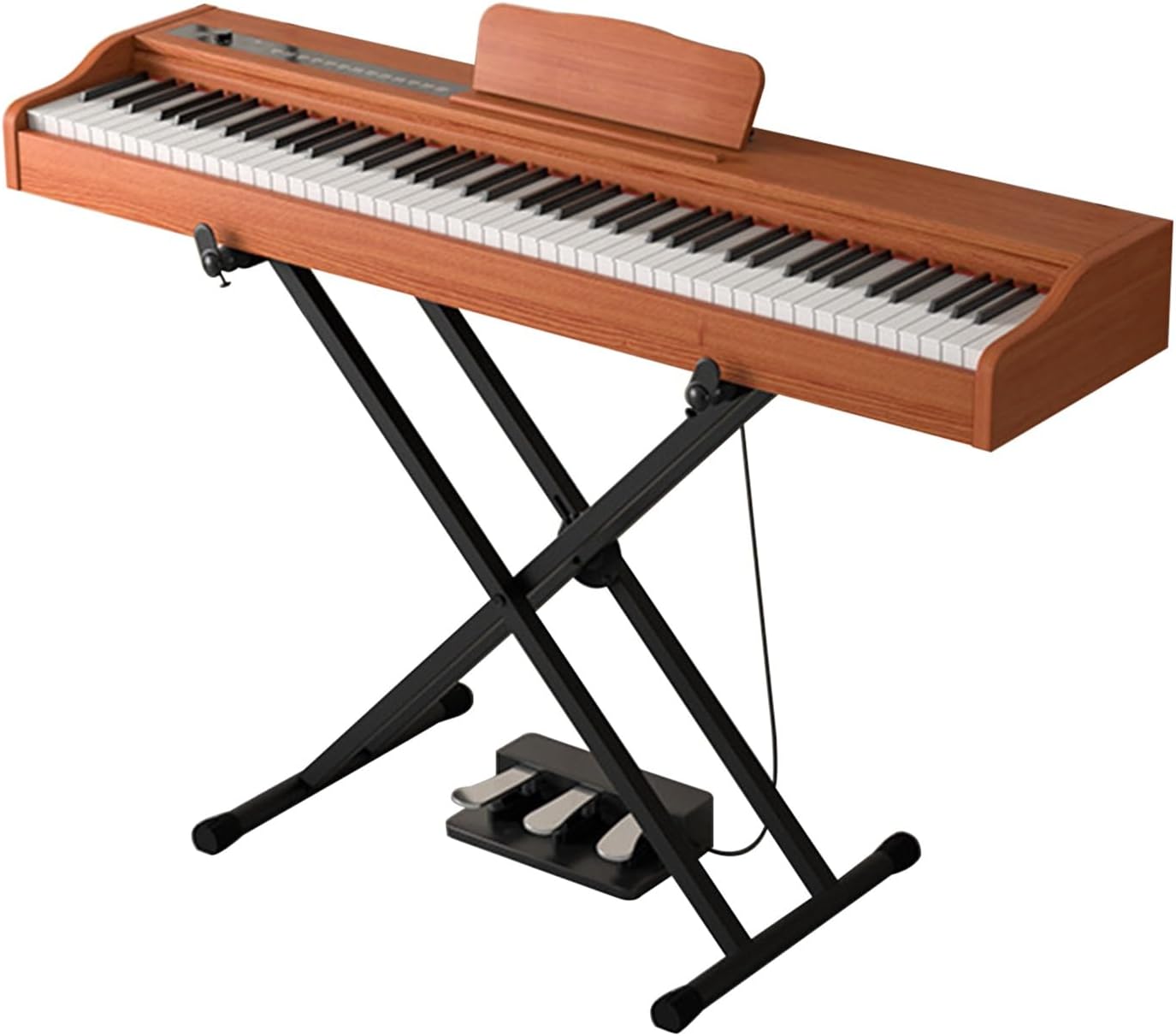 Piano Keyboard 88 Keys Full Size Electric Keyboard Piano With Hammer Action Key Portable Beginner Digital Piano With Stand, Three Pedal, Music Stand(Orange)