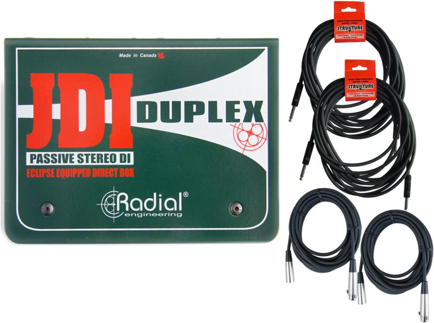 Radial Engineering JDI Duplex Mk4 Stereo DI Passive Direct Box w/ 4 Cables
