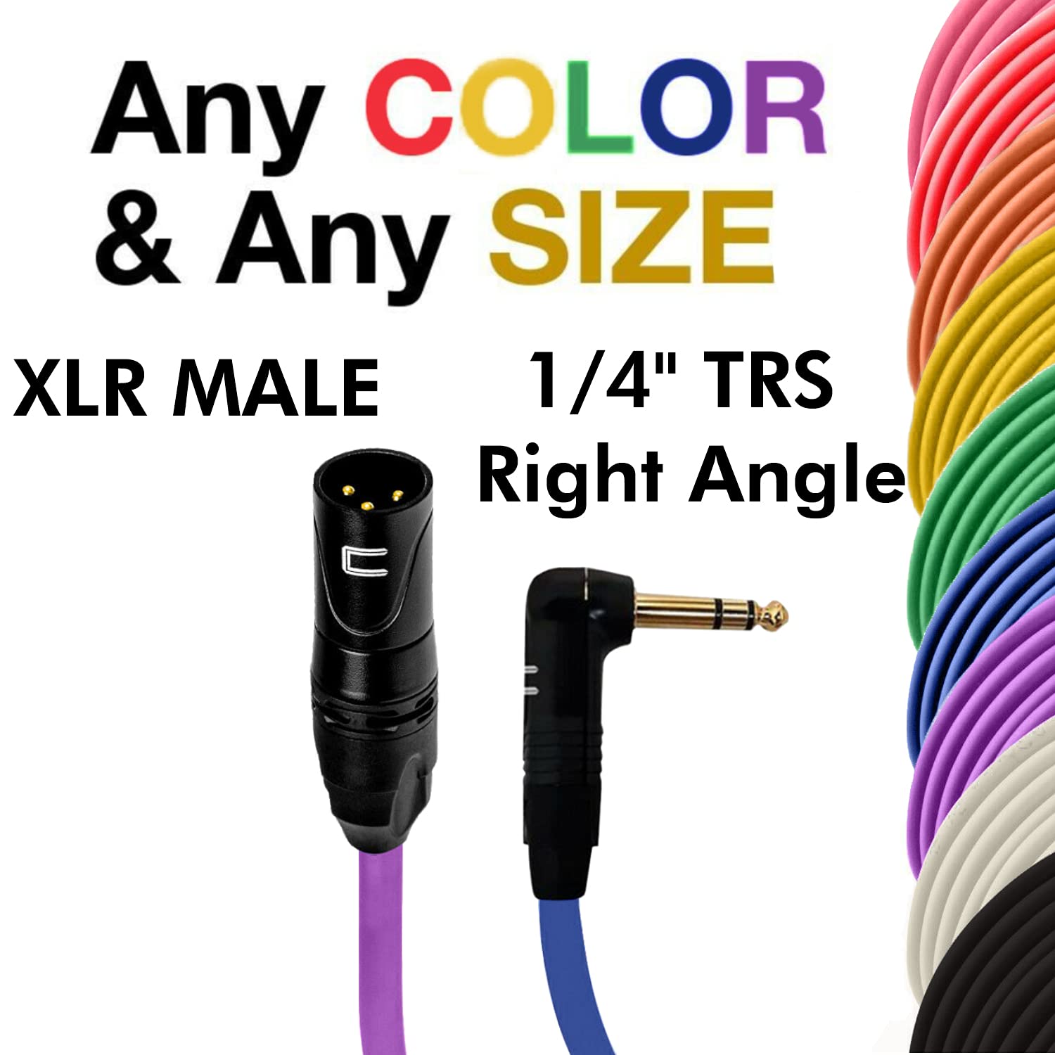 Balanced XLR Cable Male to Right Angle 1/4
