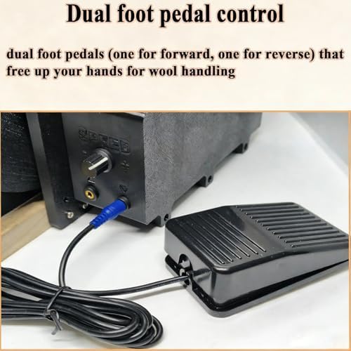 Electric Wool Drum Carding Machine with Foot Pedal, Adjustable Speed for Fast Color Mixing, for DIY Crafting, Felt Making, Combing