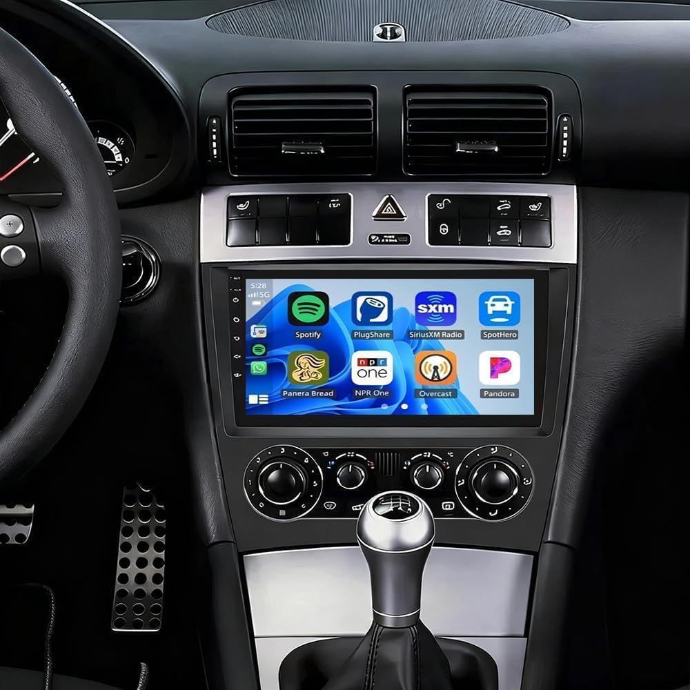 4+64G Android 14 Car Stereo Fit for Mercedes Benz C CLK CLC G-Class W203 W463 S204 A209 C209 2003-2009 Radio Upgrade 9 Inch Touch Screen with Wireless Carplay Android Auto Backup Camera FM