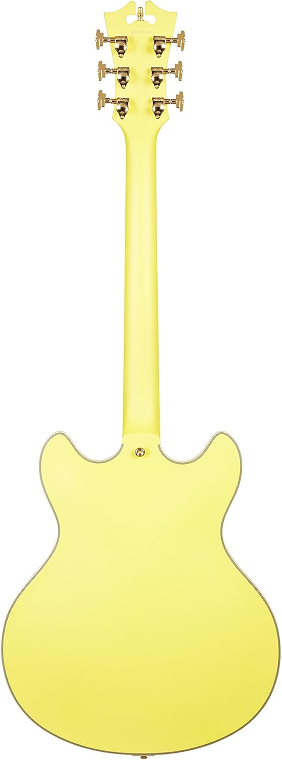 D'Angelico Deluxe DC Semi-Hollow Lefty Electric Guitar w/ Stairstep Tailpiece - Matte Electric Yellow