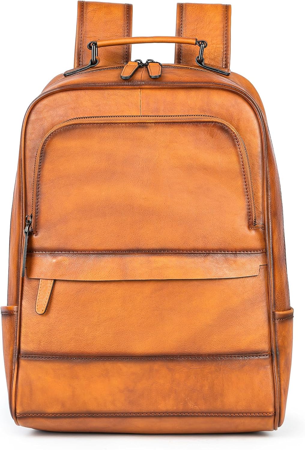 Genuine Leather Backpack 17.3 Inch Laptop Bag Casual Daypack Business Briefcase Travel Computer Bag Gift Box (Brown)