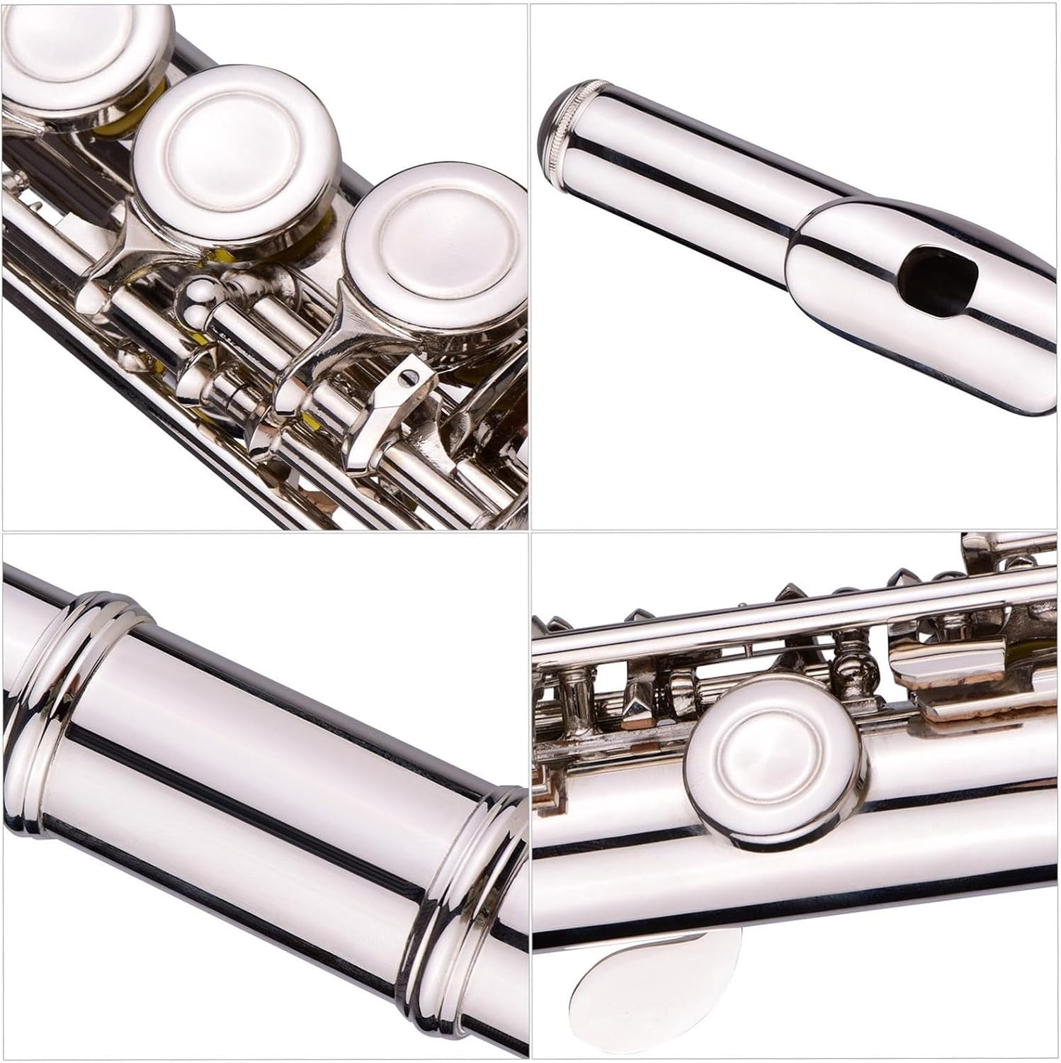 Flute Flute Nickel Plated 16 Hole C Key Cupronickel with Rod Glove Padded Bag Woodwind Instrument Flutes Musical Instruments
