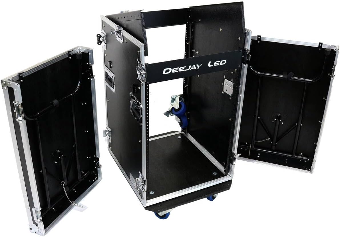 TBH11M16UCT2 Fly Drive Case 11u Space Slant Mixer Rack / 16u Space Vertical Rack System with Caster Board & Two Side Tables