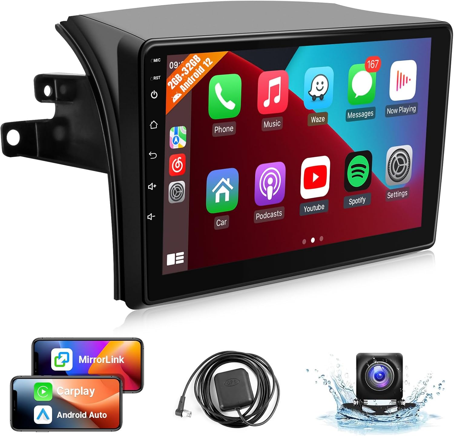 Leadfan Android Car Radio for Toyota Sienna 2004 2005 2006 2007 2008 2009 2010 Wireless CarPlay Android Auto, 9inch IPS Touch Screen for Sienna Bluetooth FM GPS 5G WiFi SWC Backup Camera Split Screen
