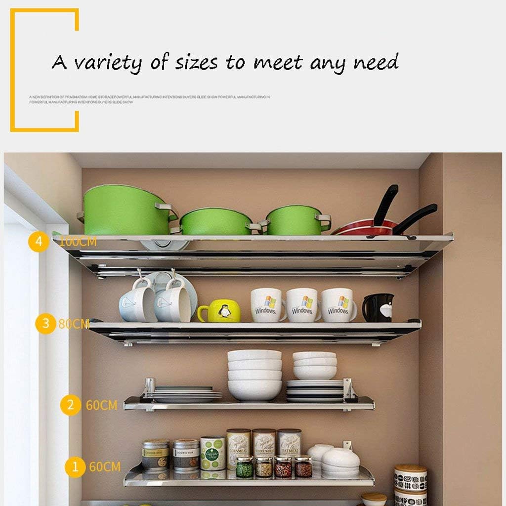 304 Stainless Steel Kitchen Shelf Wall Mount Microwave Condiment Wall Oven Kitchenware Storage Durable (Size : 80cm) Shelf (80cm) ()