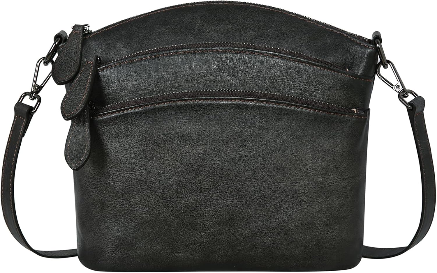 HESHE Crossbody Bags for Women Genuine Leather Purses with Multi-Pockets Vintage Ladies Small Shoulder Satchel Bag