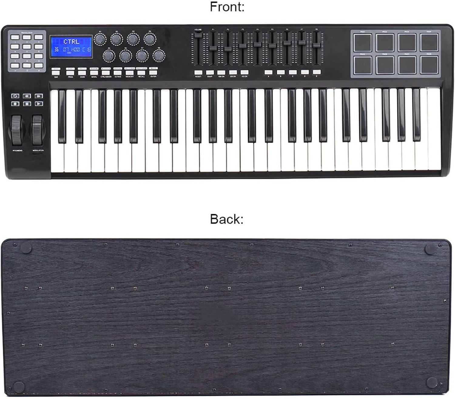 KESHUO Electric Keyboard 49 Portable 49-Key USB MIDI Keyboard Controller 8 RGB Colorful Backlit Trigger Pads with USB