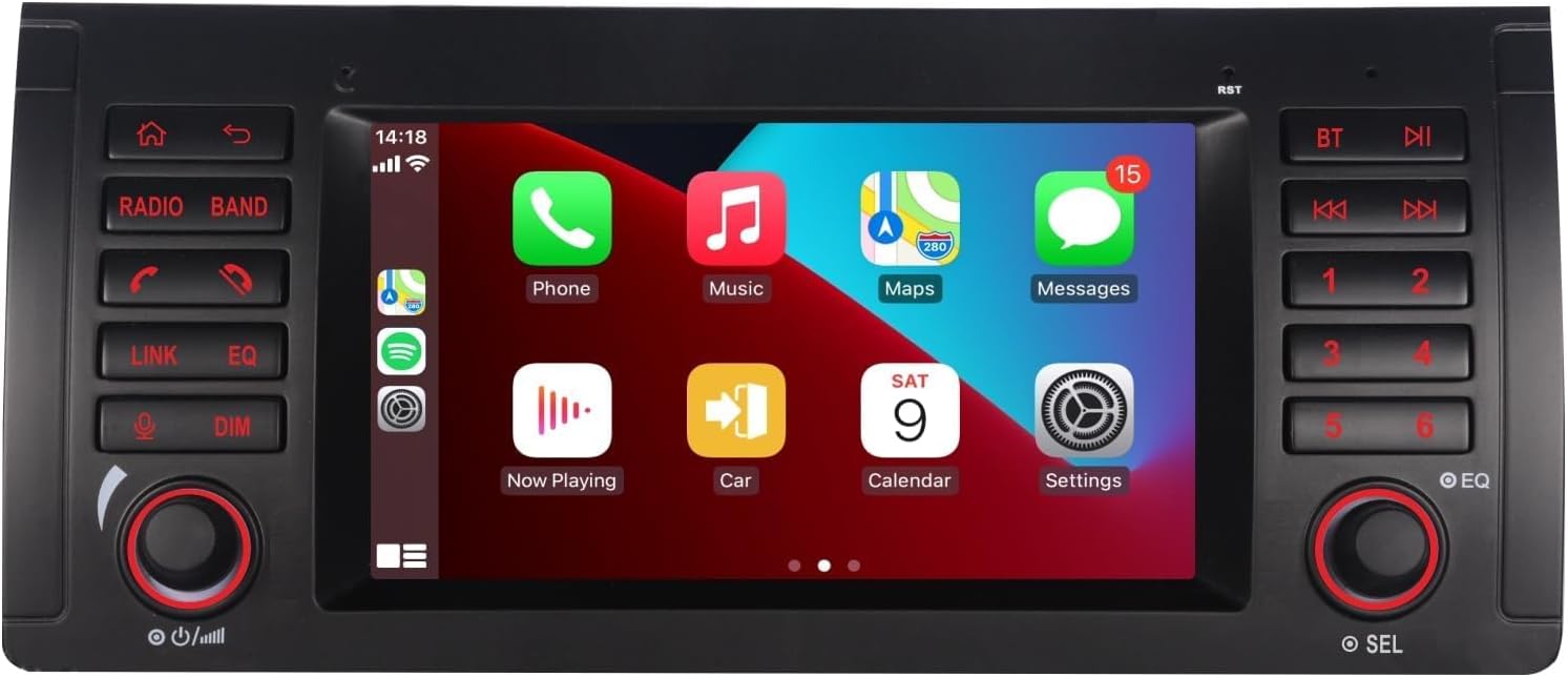 Car Stereo for BMW E39 M5 Compatible with Wireless Carplay/Android Auto with IPS Touch Screen/Bluetooth/Mirror Link/FM/AM/USB/High Power